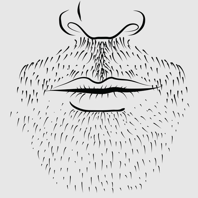 Drawing of a man’s beard with nose and lips