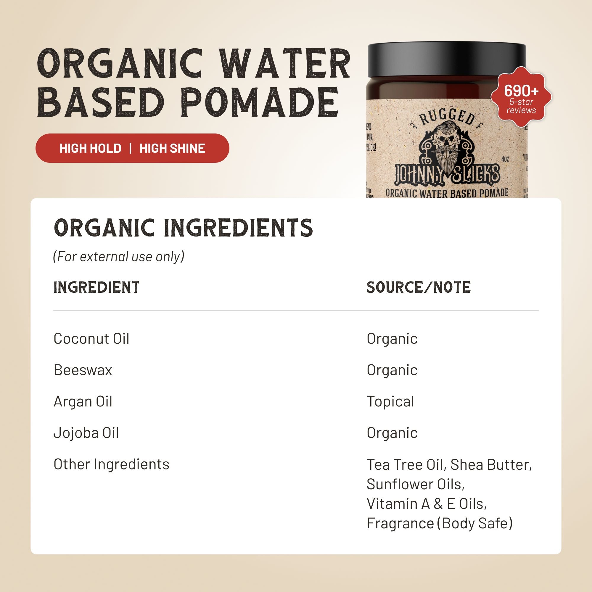 Organic Water Based Pomade