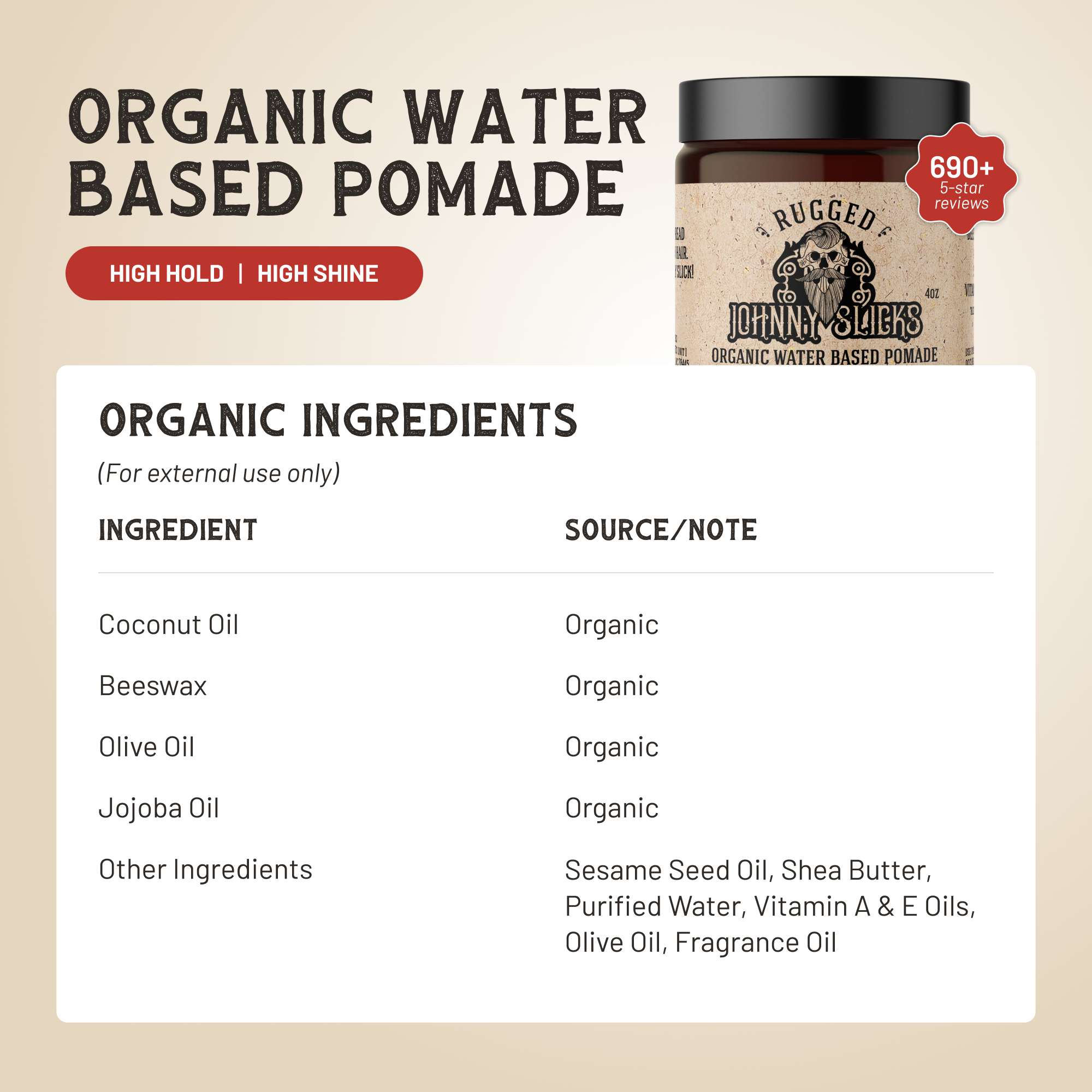Organic Water Based Pomade